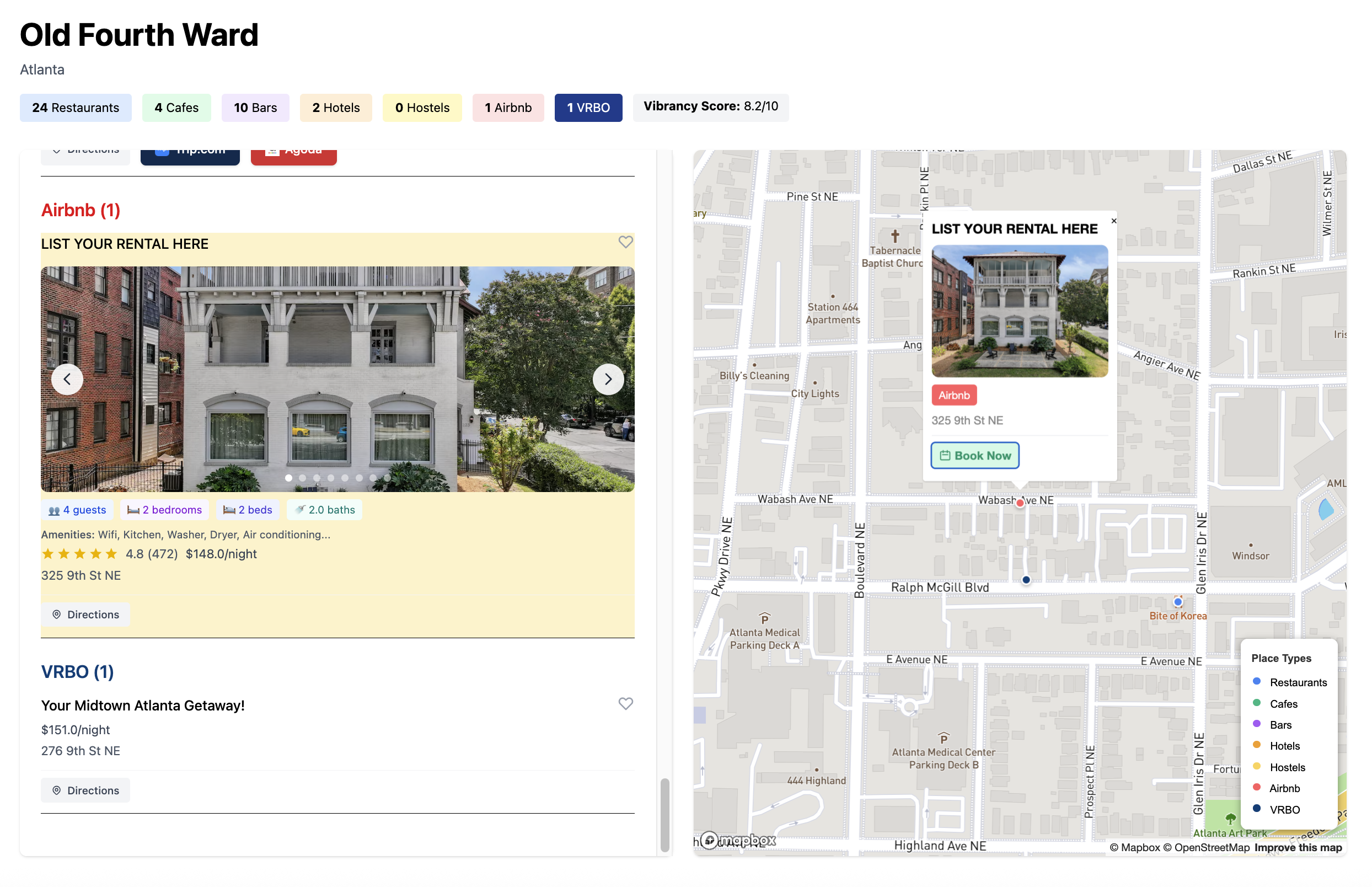 Rental listing on neighborhood page