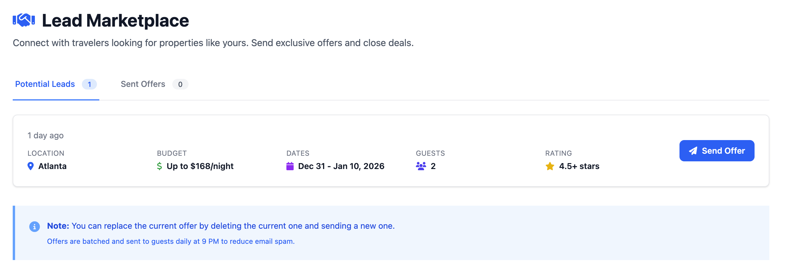 Potential leads dashboard